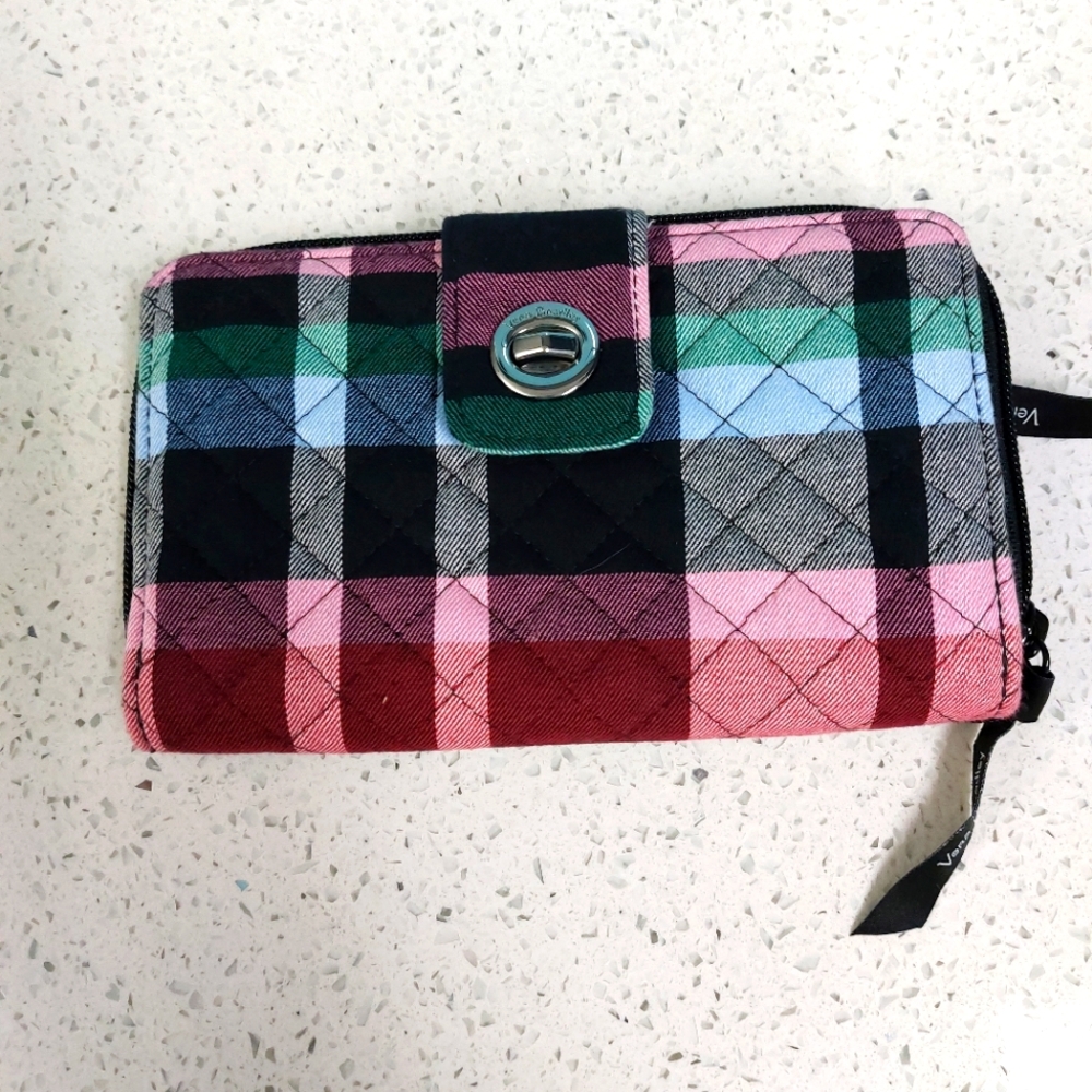 Vera Bradley Turnlock Wallet Ribbons Plaid NWT